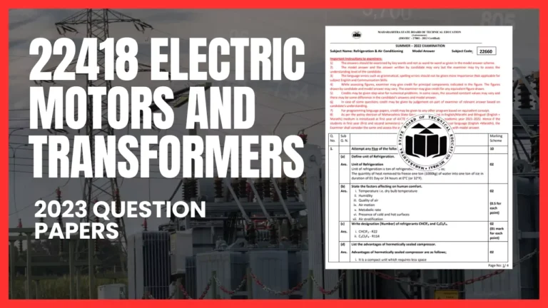 22418 Electric Motors and Transformers Model Answer Paper & 2023 Paper