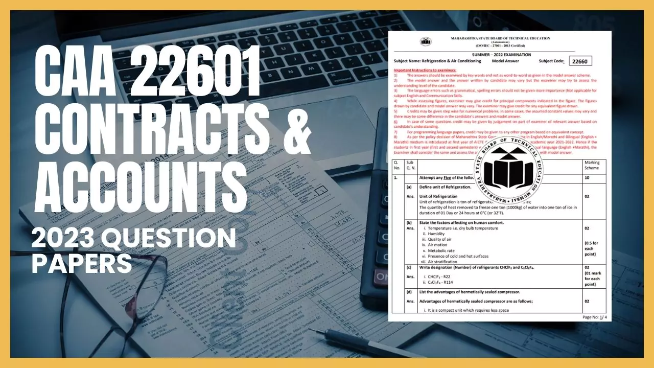 CAA 22601 Contracts & Accounts 2023 Paper & Model Answer Paper