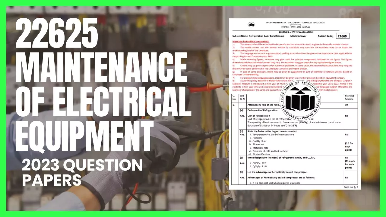 MEE 22625 Maintenance Of Electrical Equipment Model Answer & 2023 Paper