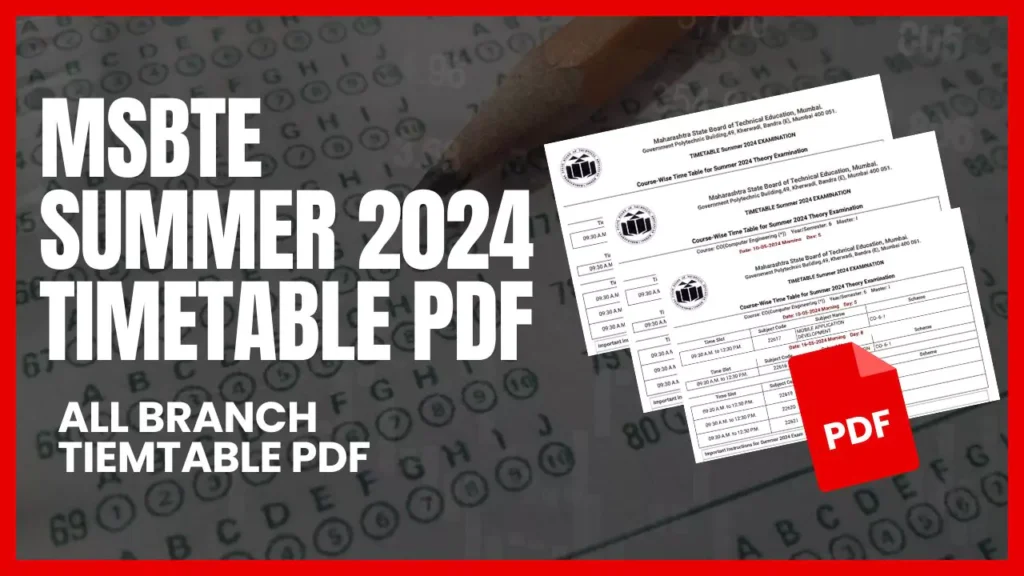 MSBTE Summer 2024 TimeTable PDF Download