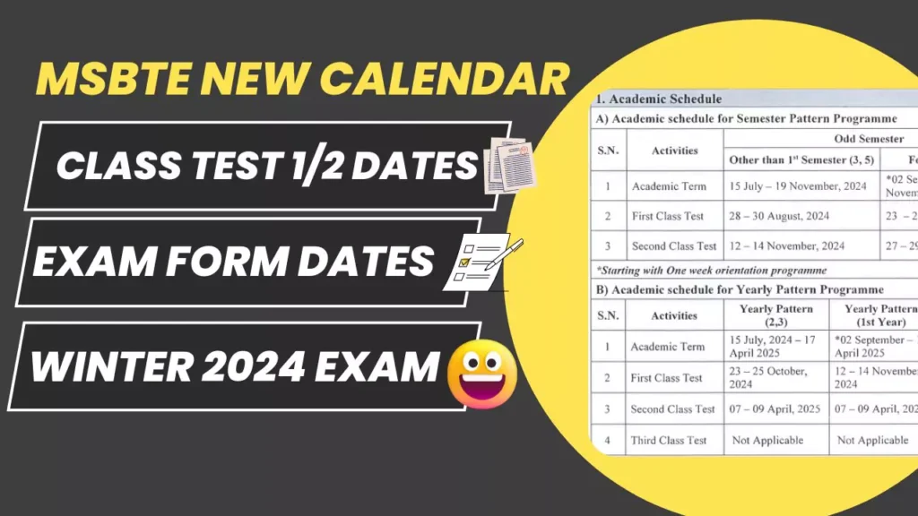 MSBTE 2024-25 New Academic Calendar