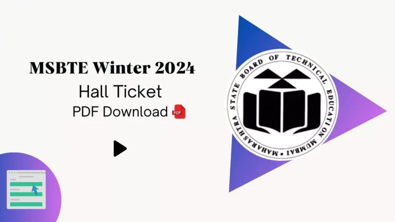 MSBTE Winter 2024 Exam Hall Ticket Download