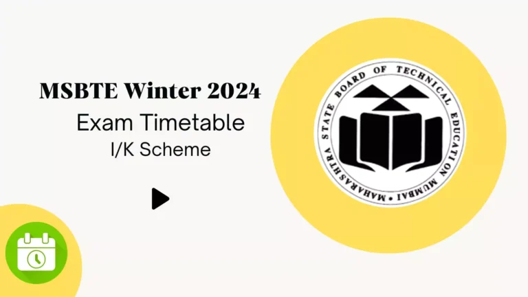 MSBTE Winter 2024 Exam Timetable