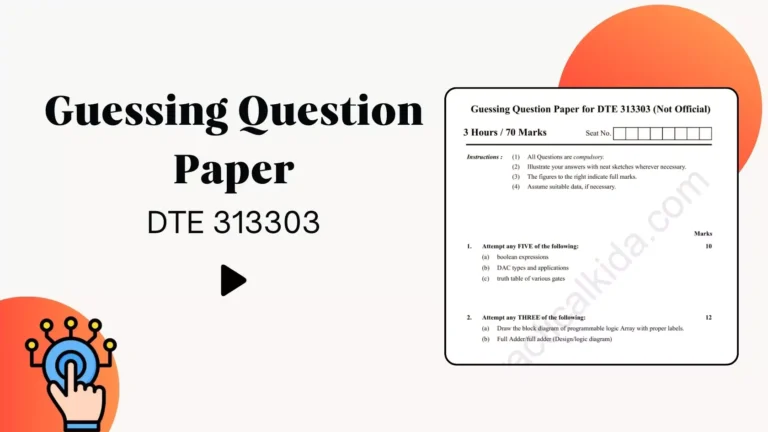 DTE 313303 Guessing Question Paper for MSBTE Winter 2024