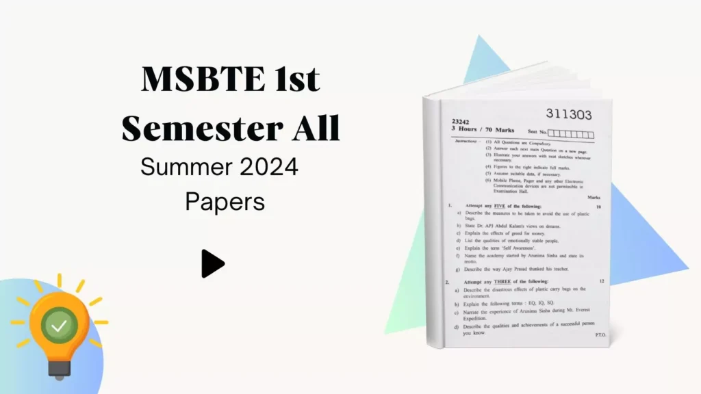 MSBTE 1st Semester Summer 2024 Exam Papers