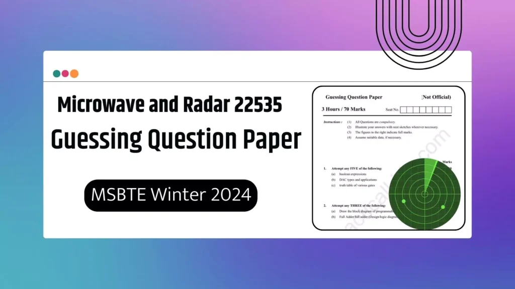 Microwave and Radar 22535 Guessing Question Paper
