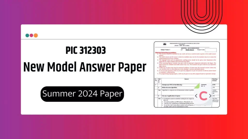 MSBTE PIC 312303 New Model Answer Papers