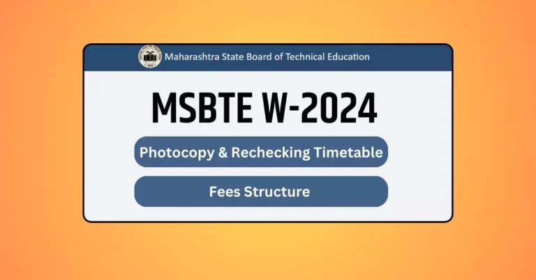 MSBTE Photocopy & Rechecking Timetable
