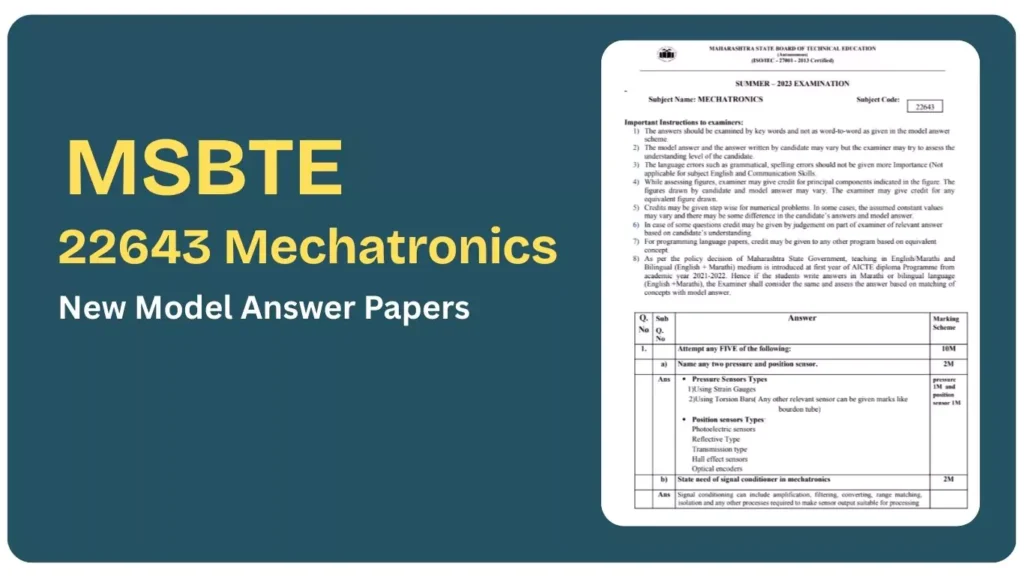 22643 Mechatronics New MSBTE Model Answer Papers