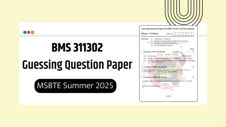 BMS 311302 Guessing Question Paper for MSBTE Summer 2025 Exam