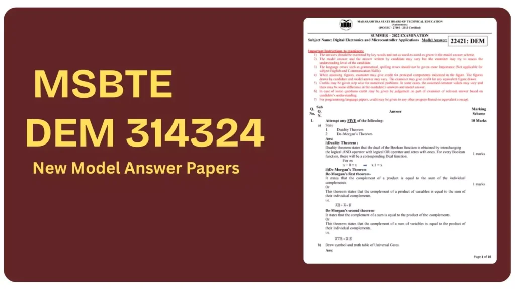 DEM 314324 New MSBTE Model Answer Papers