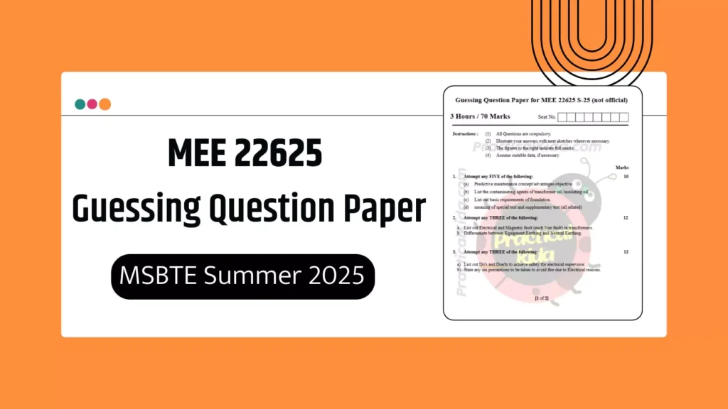 MEE 22625 Guessing Question Paper for MSBTE Summer 2025 Exam