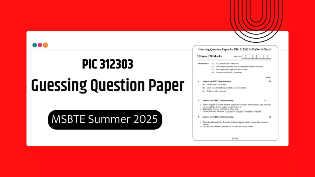 PIC 312303 Guessing Question Paper MSBTE Summer 2025 Exam