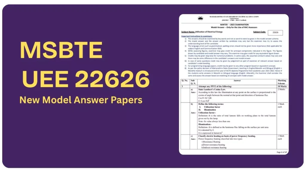 UEE 22626 New MSBTE Model Answer Papers