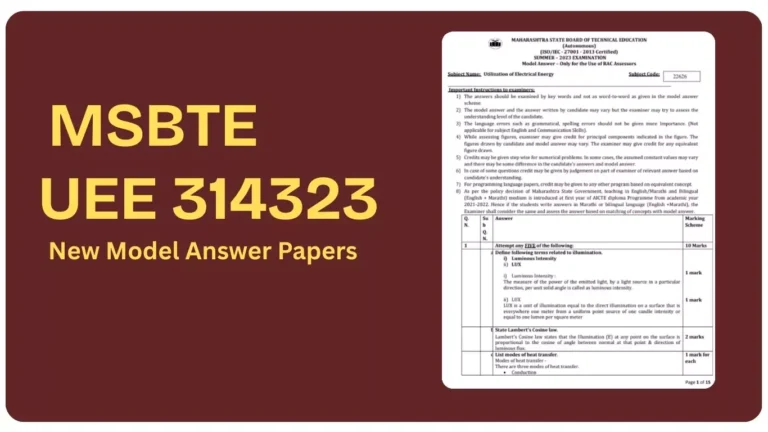 UEE 314323 MSBTE New Model Answer Paper