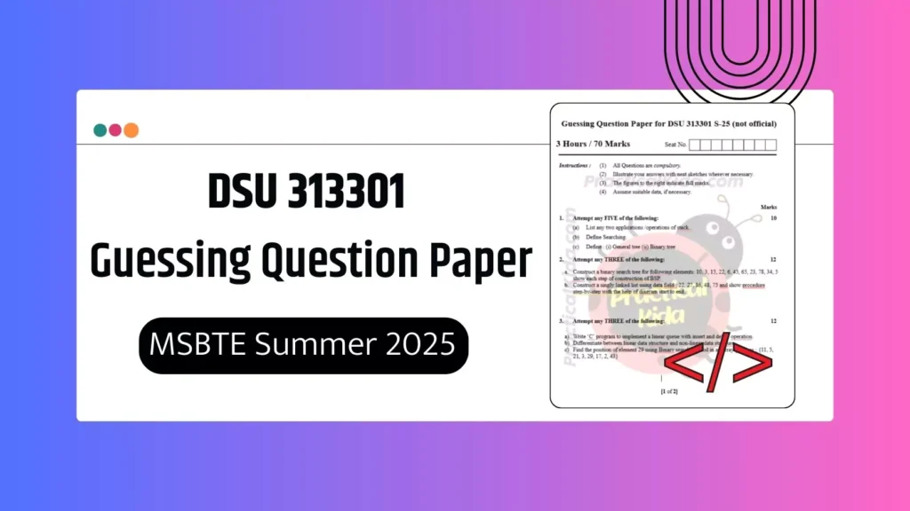 DSU 313301 Guessing Paper for MSBTE Summer 2025 Exam