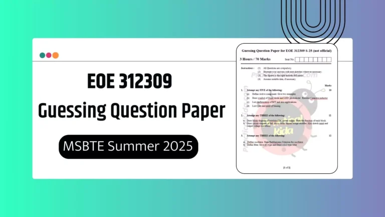 EOE 312309 Guessing Question Paper for MSBTE Summer 2025 Exam