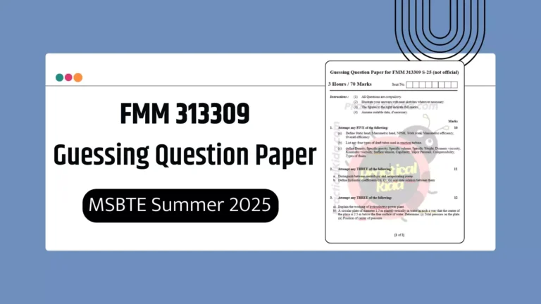 FMM 313309 Guessing Paper for MSBTE Summer 2025 Exam