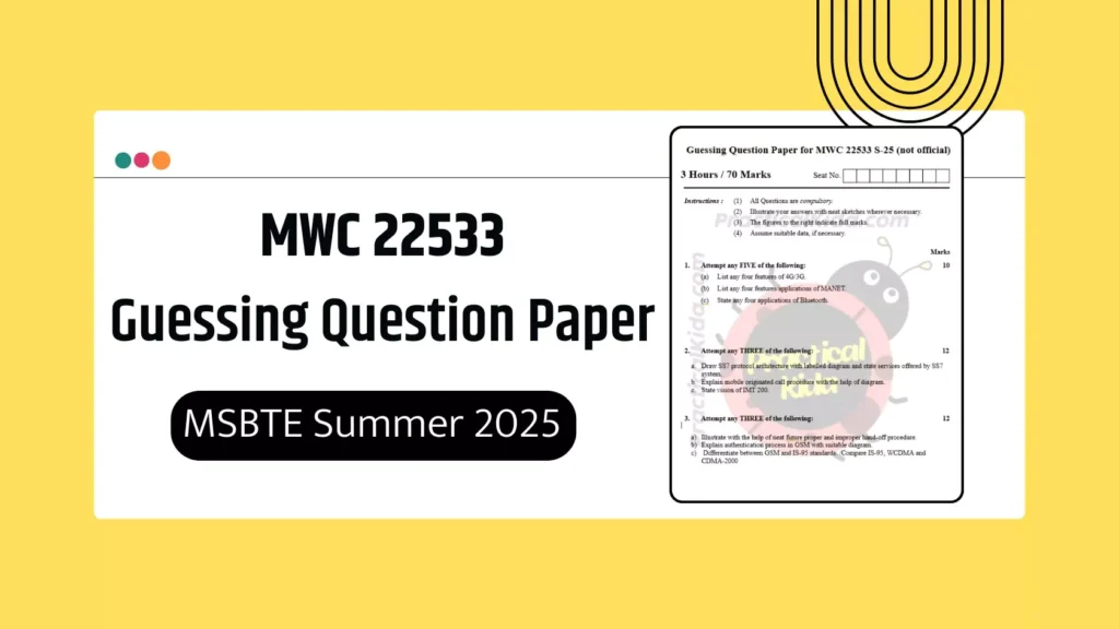 MWC 22533 Guessing Question Paper for MSBTE Summer 2025 Exam