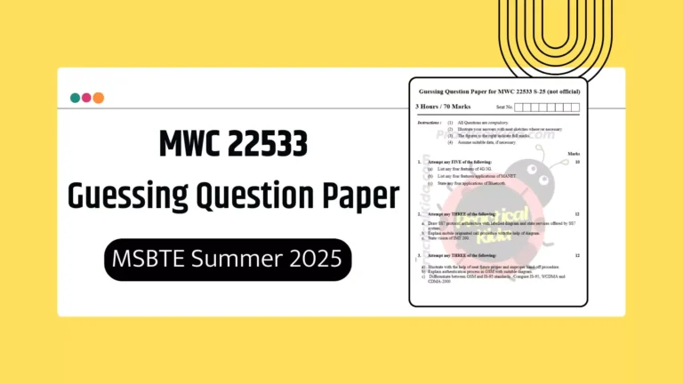 MWC 22533 Guessing Question Paper for MSBTE Summer 2025 Exam