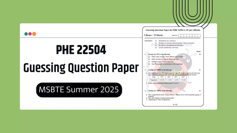 PHE 22504 Guessing Paper for MSBTE Summer 2025 Examination