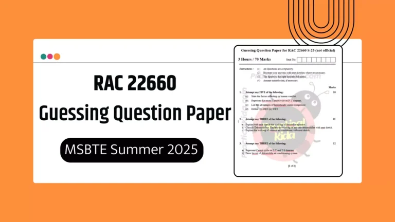 RAC 22660 Guessing Question Paper for MSBTE Summer 2025 Exam