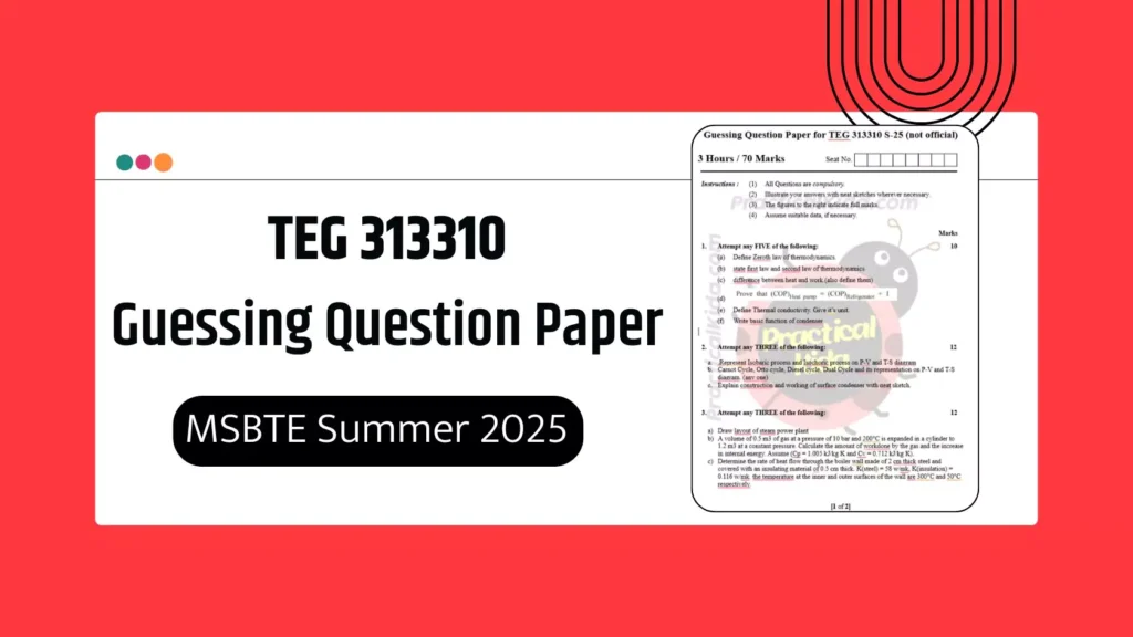 TEG 313310 Guessing Question Paper for MSBTE Summer 2025 Exam