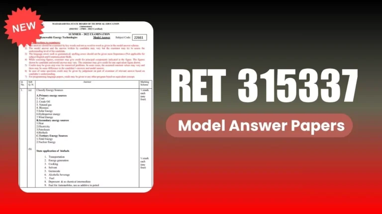 RET 315337 New Model Answer Papers