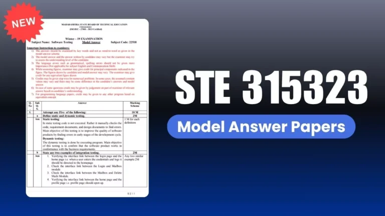 Software Engineering STE 315323 Model Answer Papers